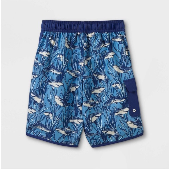 Cat & Jack Boys' Shark Print Swim Trunks - Picture 14 of 14